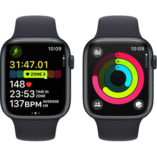 Apple Watch Series 9 GPS + Cellular 45mm Midnight Aluminum Case with Midnight Sport Band M/L - Image 7